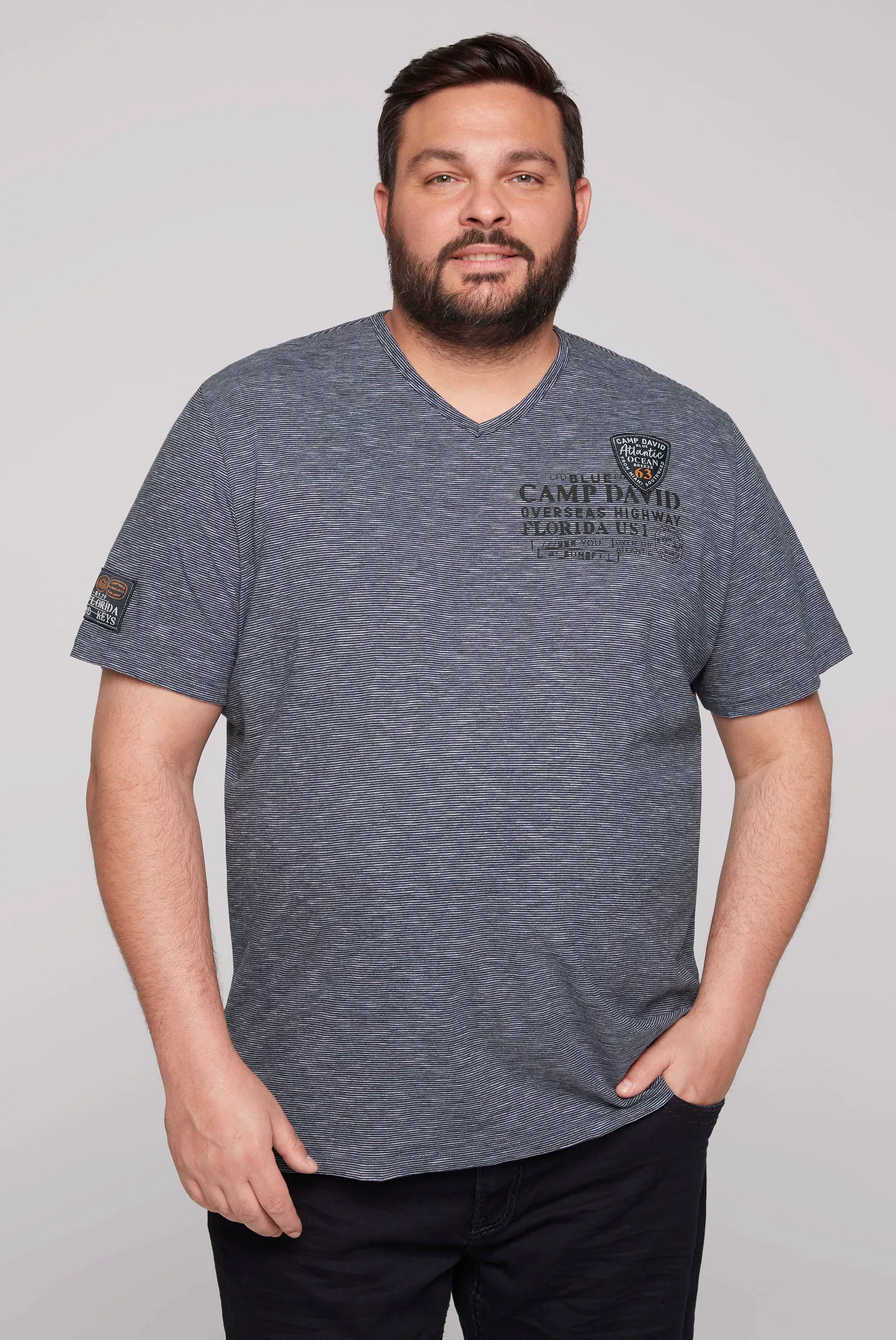 CAMP DAVID T-Shirt, mit Label Print und Patch günstig online kaufen