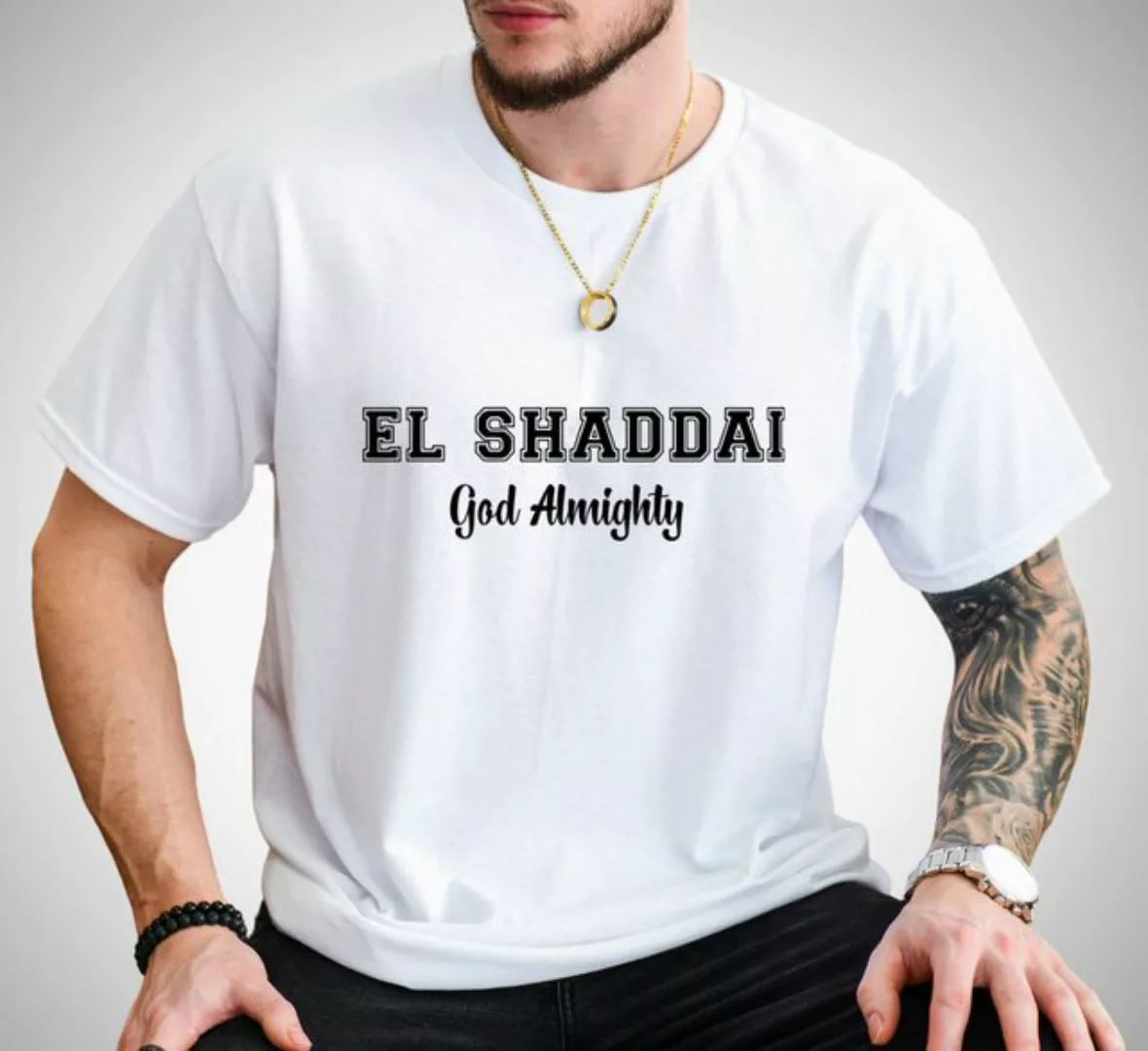 Quality Elegance T-Shirt EL SHADDAI Christian Basic T-Shirt günstig online kaufen