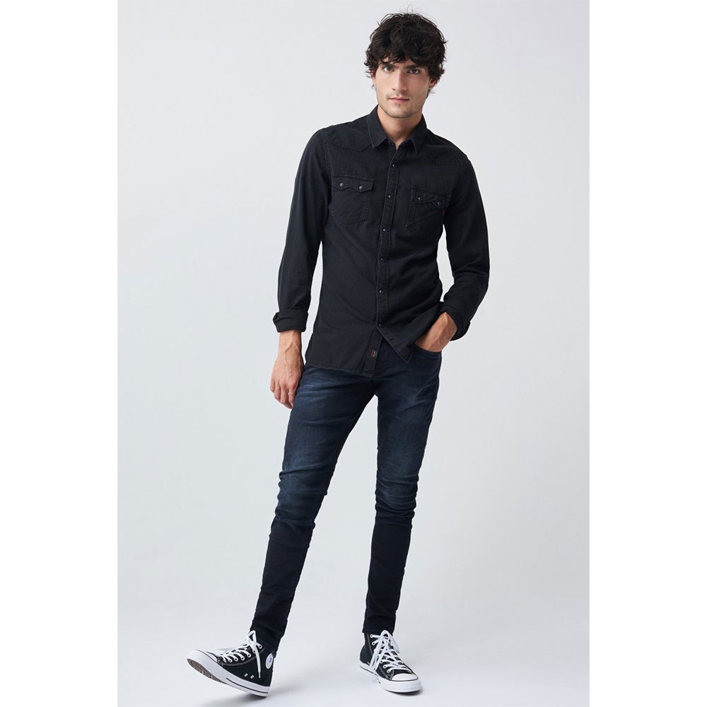 Salsa Jeans 125455-000 / Fit Slim S-repel Denim Langarm Hemd M Black günstig online kaufen