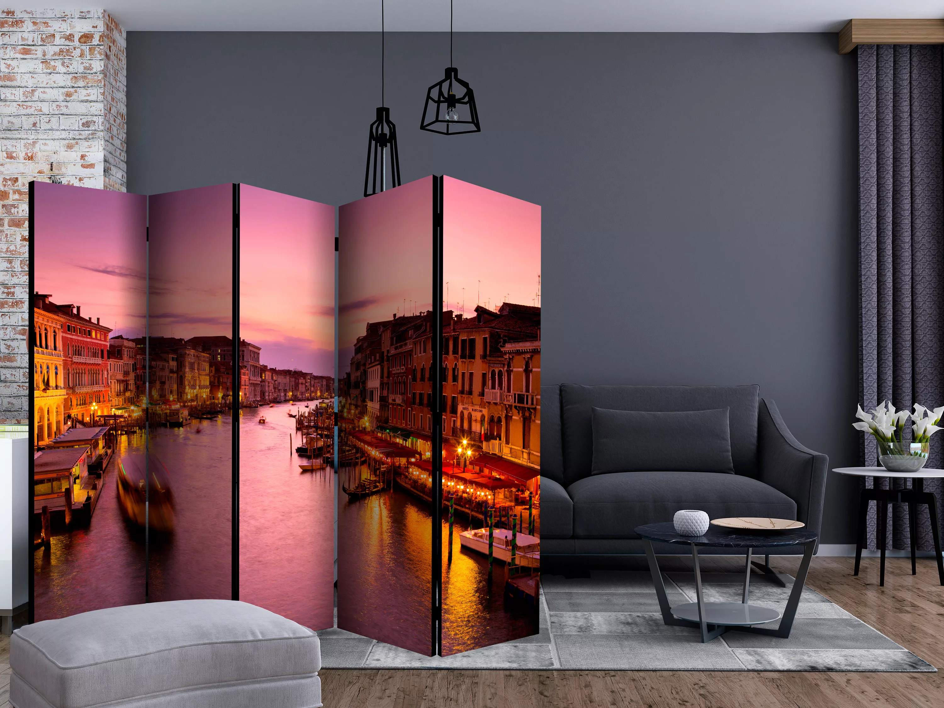 5-teiliges Paravent - City Of Lovers, Venice By Night Ii [room Dividers] günstig online kaufen