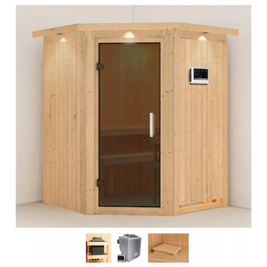 Karibu Sauna »Liva«, (Set), 9 KW-Bio-Ofen mit externer Steuerung günstig online kaufen