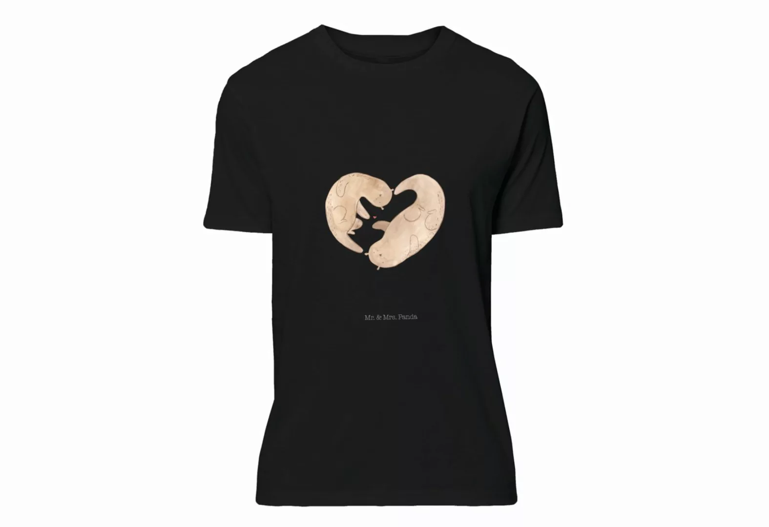 Mr. & Mrs. Panda T-Shirt Otter Herz - Schwarz - Geschenk, Damen, Seeotter, günstig online kaufen