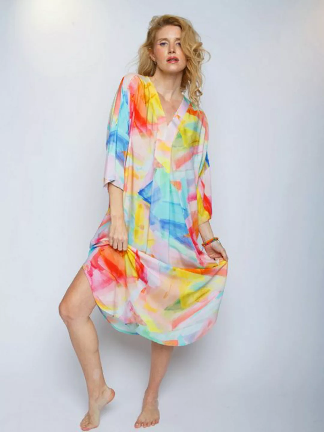 Emily Van Den Bergh Druckkleid Tunikakleid Multi Aquarell Grafik günstig online kaufen