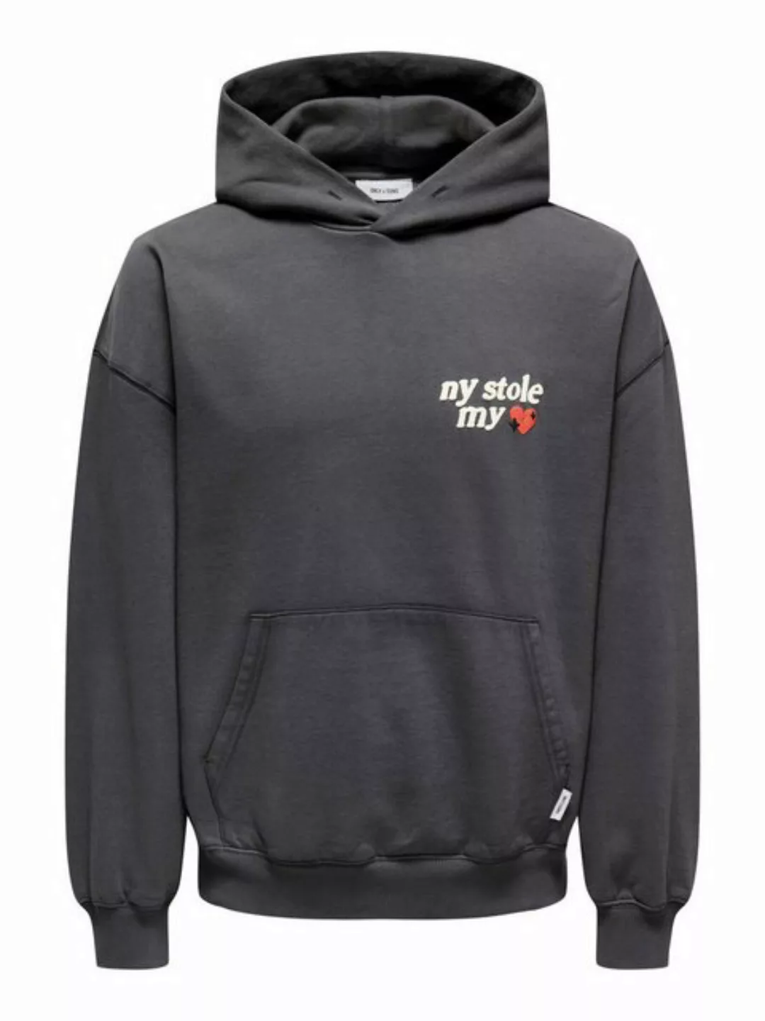 ONLY & SONS Hoodie Pullover Kapuze druck Känguru Tasche locker ONSRAIDEN RL günstig online kaufen