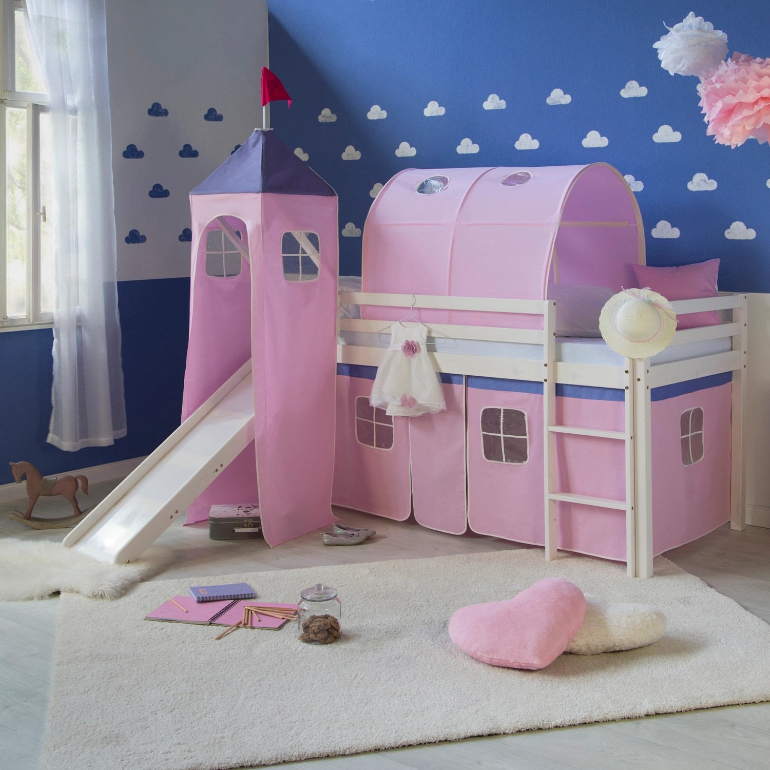 Homestyle4u Hochbett Kinderbett mit Leiter und günstig online kaufen