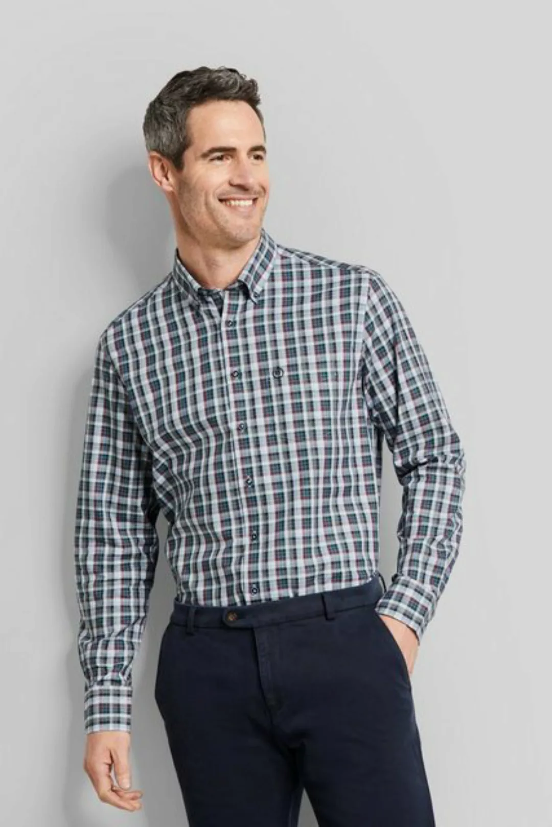 bugatti Langarmhemd Modern Fit mit Button-Down-Kragen günstig online kaufen