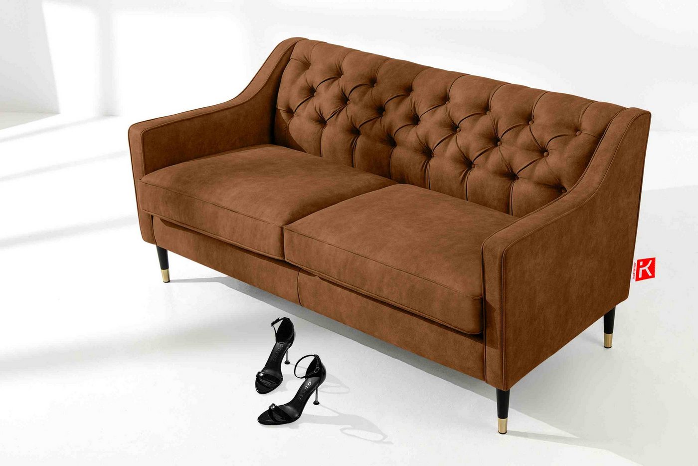 KONSIMO Chesterfield-Sofa NOMUS Sofa, hohe Beine, gewellte Feder, Komfortsc günstig online kaufen