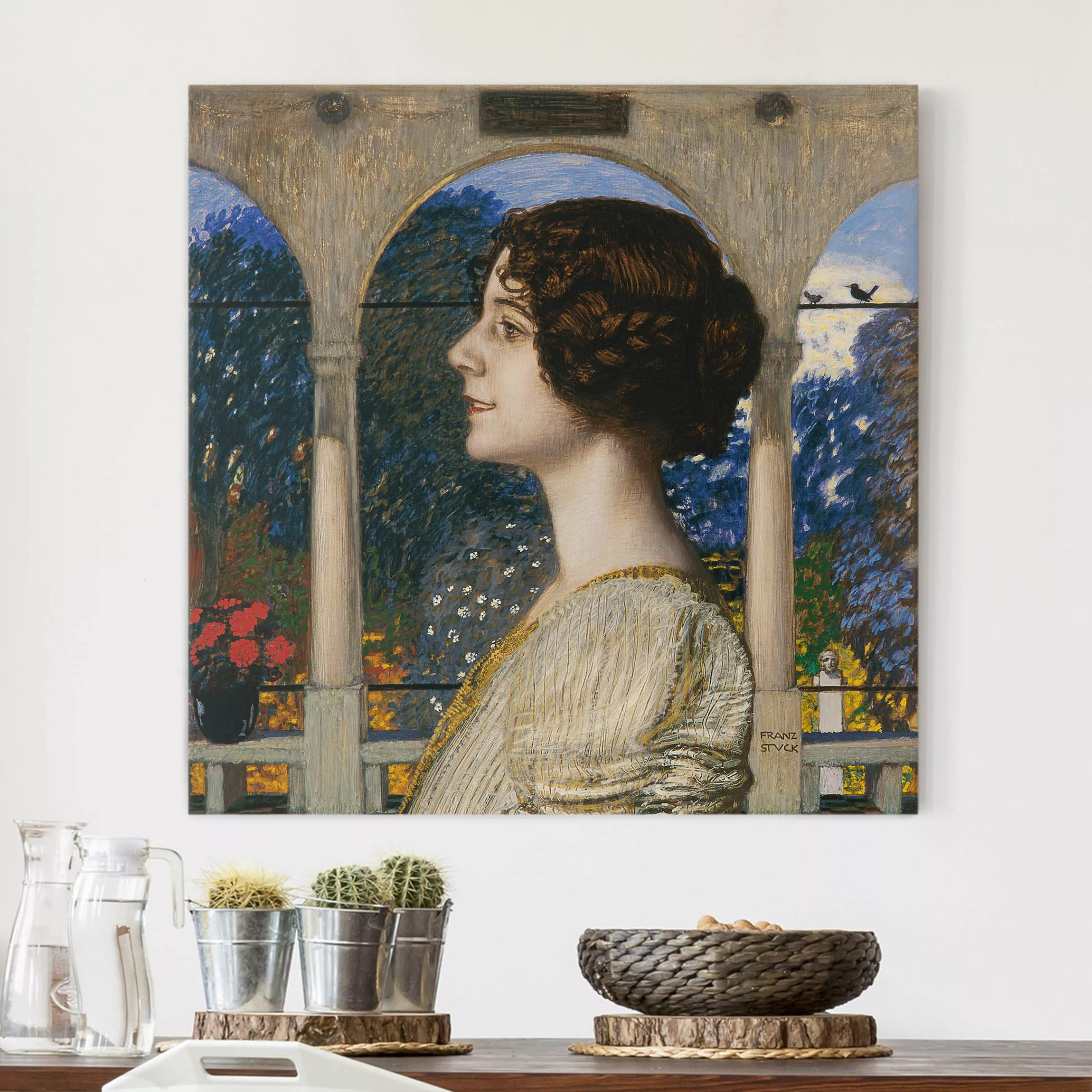 Leinwandbild Kunstdruck - Quadrat Franz von Stuck - Weibliches Portrait günstig online kaufen