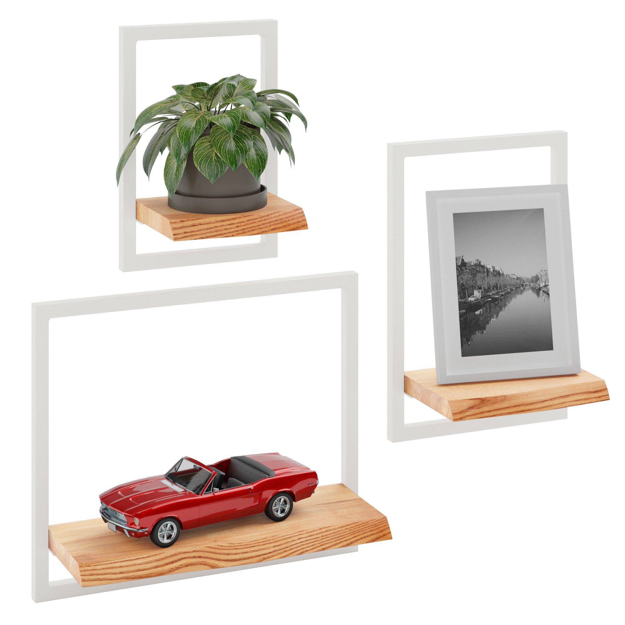 LAMO Manufaktur Wandregal Holz Set 3 günstig online kaufen
