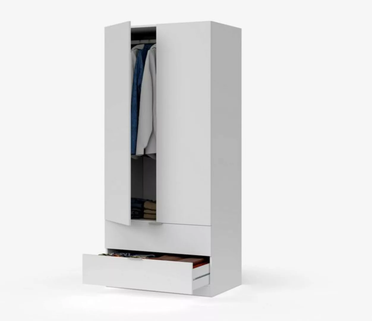 FORES HABITAT Kleiderschrank in Weiß, Holzwerkstoff - 81x180x52cm (BxHxT) günstig online kaufen