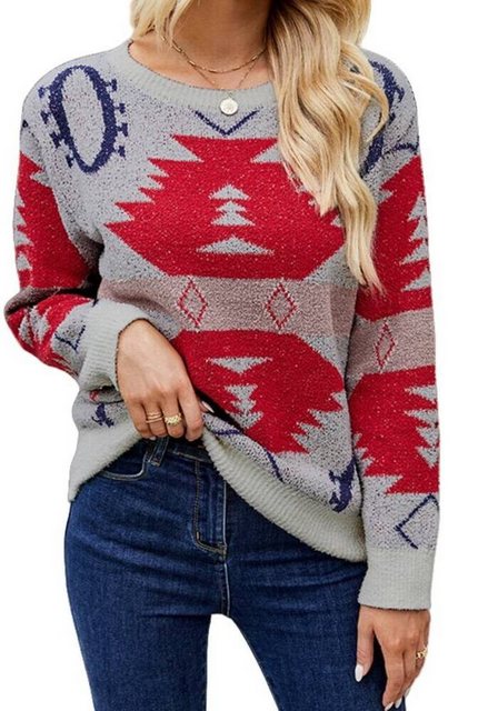 YRIIOMO Strickpullover Pullover Frauen Oberteil Modisch Weihnachten Langarm günstig online kaufen