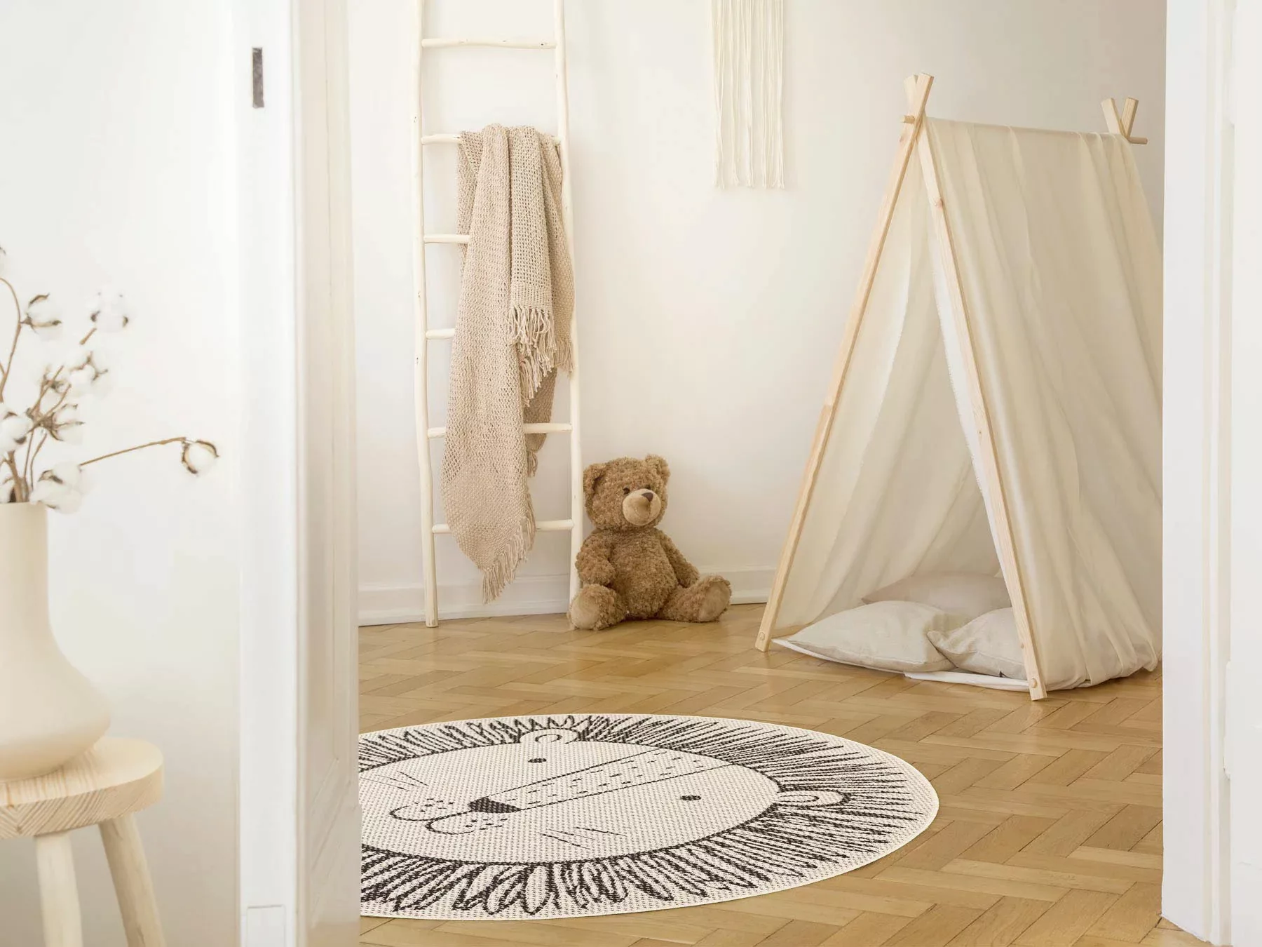 Primaflor-Ideen in Textil Kinderteppich »CABANE - Löwe«, rund, Flachgewebe, günstig online kaufen