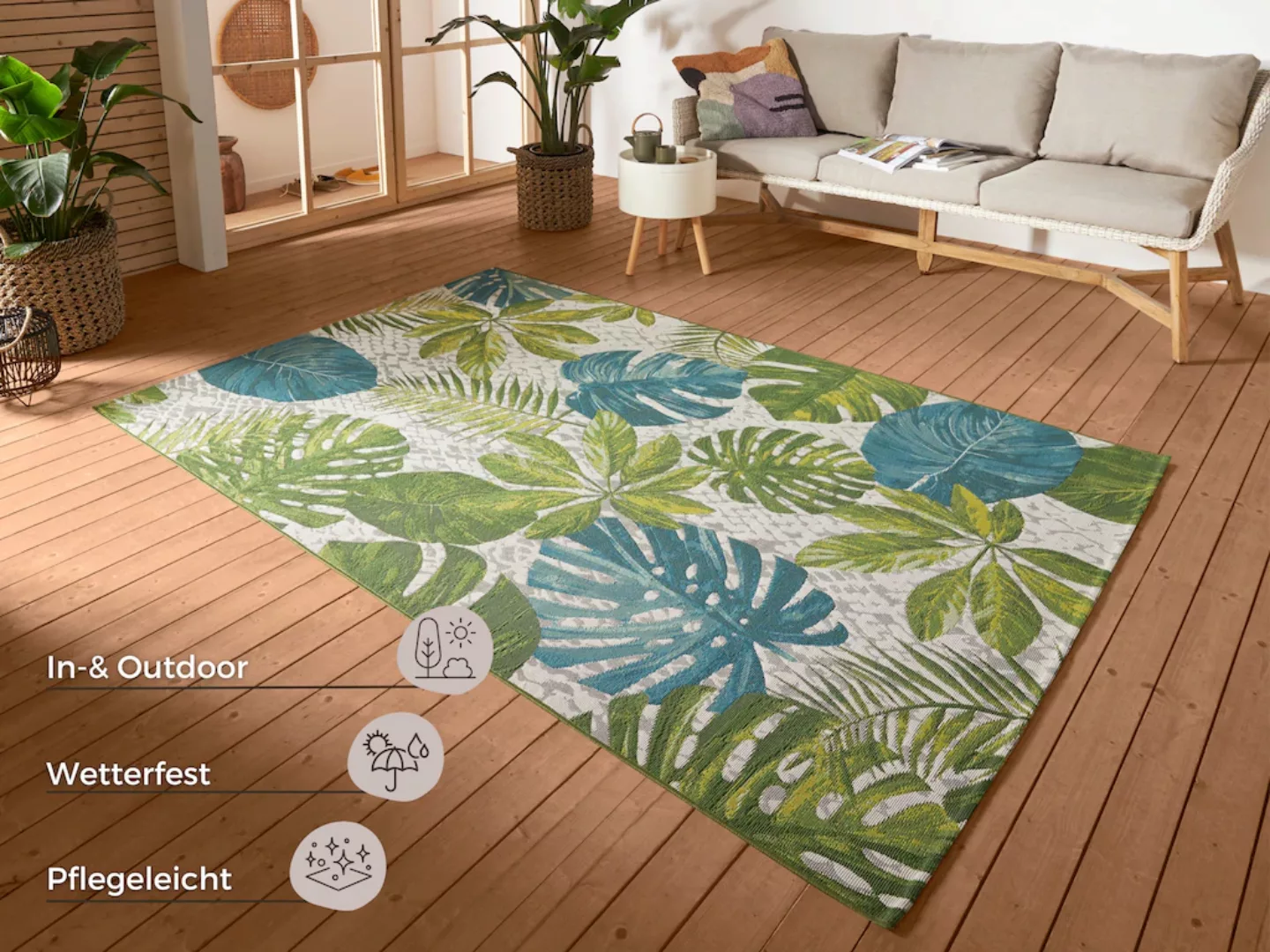 HANSE Home Outdoorteppich »Tropical Leaves«, rechteckig, 3 mm Höhe, In-& Ou günstig online kaufen