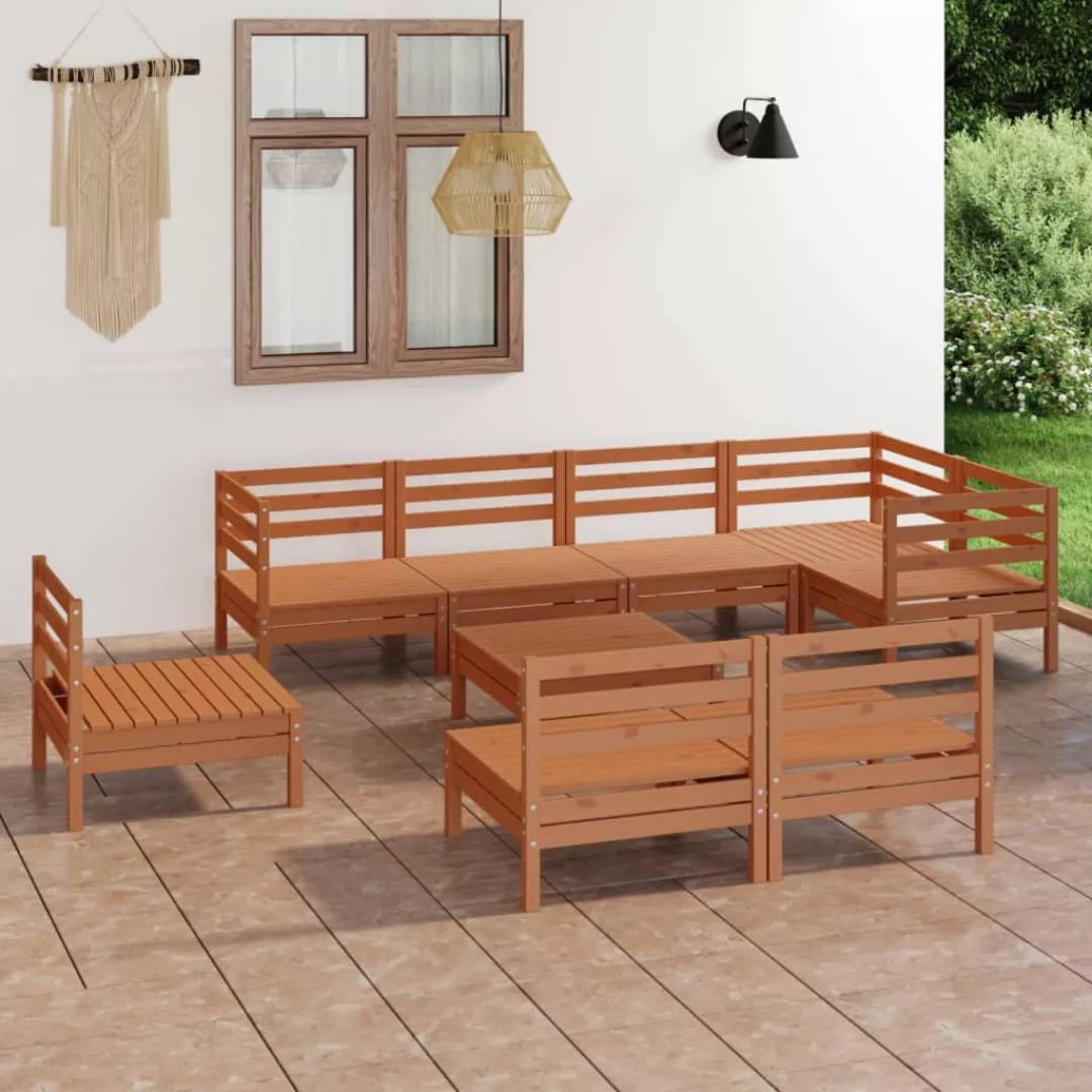 9-tlg. Garten-lounge-set Massivholz Kiefer Honigbraun günstig online kaufen