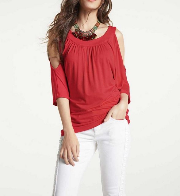heine T-Shirt HEINE Damen Jerseyshirt mit Cut-Outs, rot günstig online kaufen