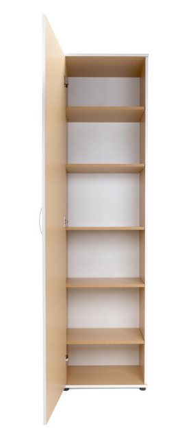 Finori Garderobenschrank 1 Tür, 5 Böden, in Weiß - 50x187x34cm (BxHxT) günstig online kaufen