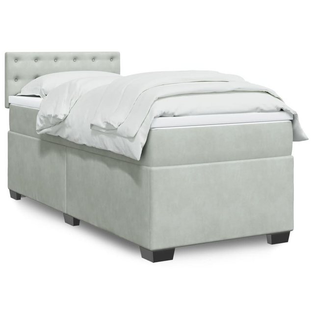 vidaXL Bettgestell Boxspringbett mit Matratze Hellgrau 90x200 cm Samt Bett günstig online kaufen