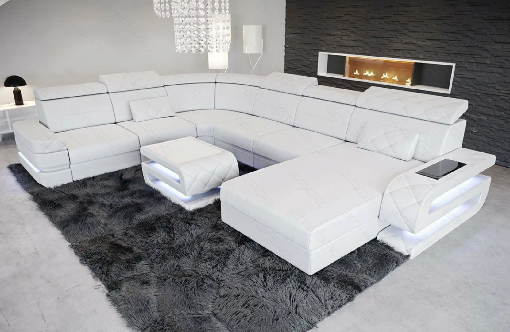 Sofa Dreams Wohnlandschaft XXL Ledersofa Bologna U Form Mini, Designersofa, günstig online kaufen