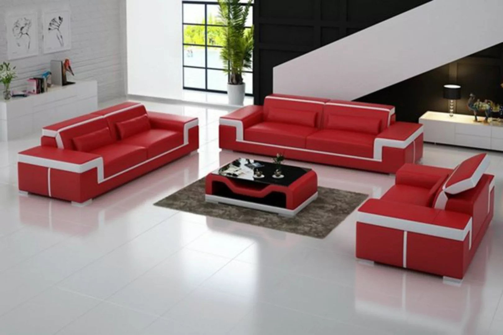 JVmoebel Sofa Schwarze Couchgarnitur 3+1+1 Moderne Sofas Polstermöbel Desig günstig online kaufen