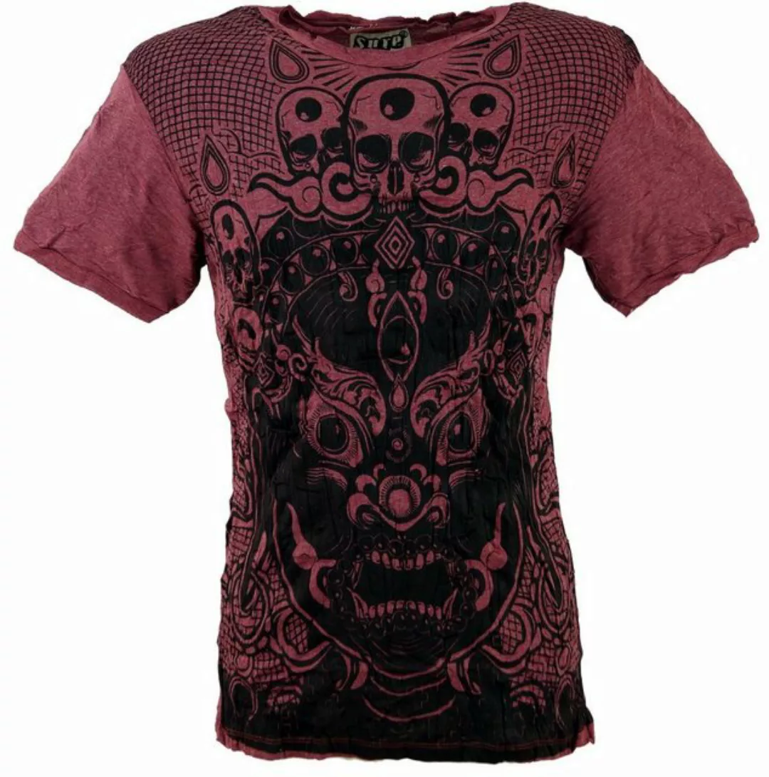 Guru-Shop T-Shirt Sure Herren T-Shirt Dämon - bordeaux Goa Style, Festival, günstig online kaufen