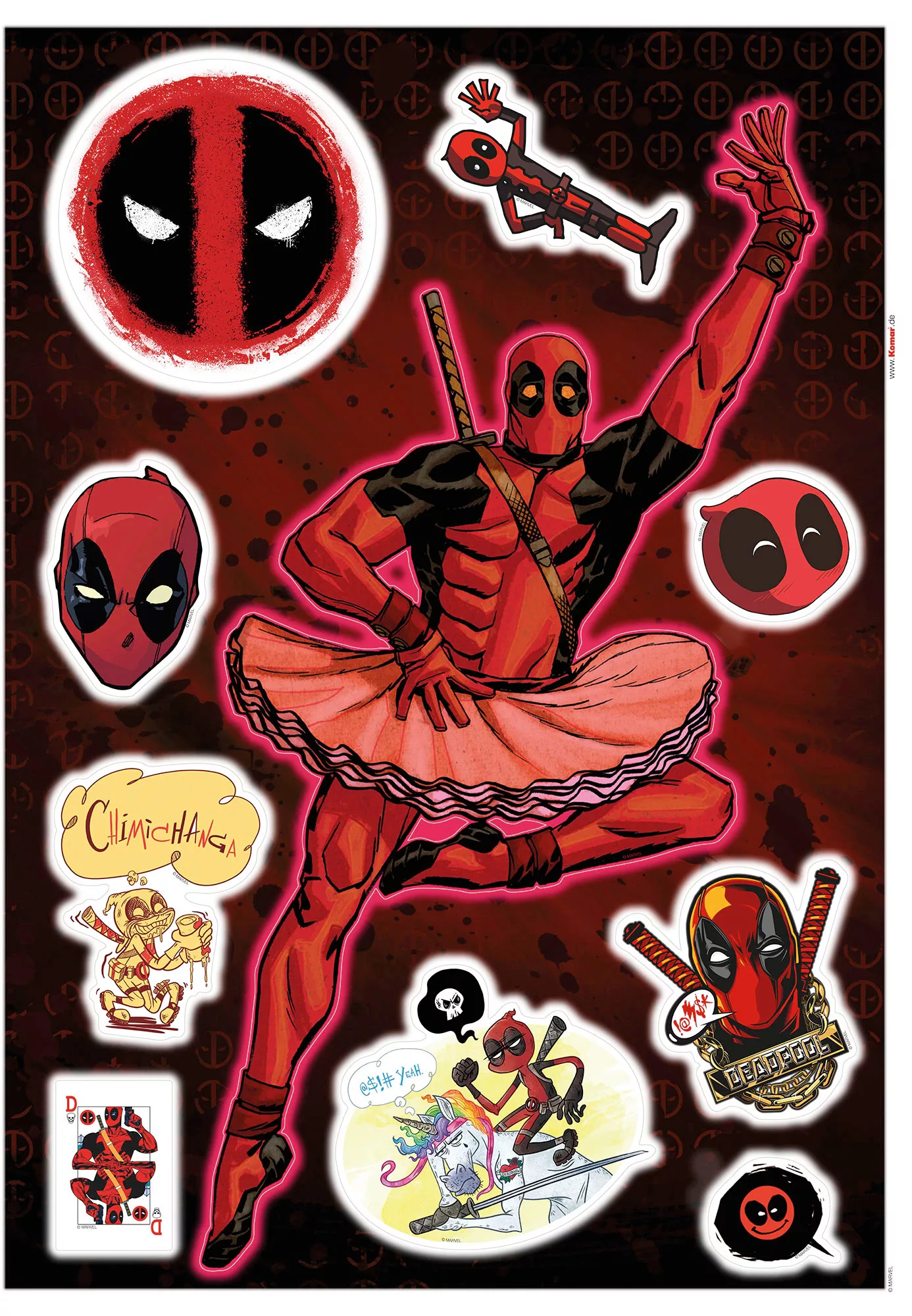 KOMAR Wandtattoo - Deadpool Derppool  - Größe 50 x 70 cm mehrfarbig Gr. one günstig online kaufen