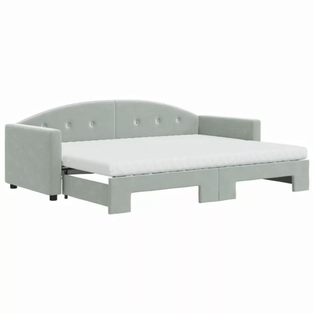 vidaXL Bett Tagesbett Ausziehbar mit Matratzen Hellgrau 80x200 cm Samt günstig online kaufen