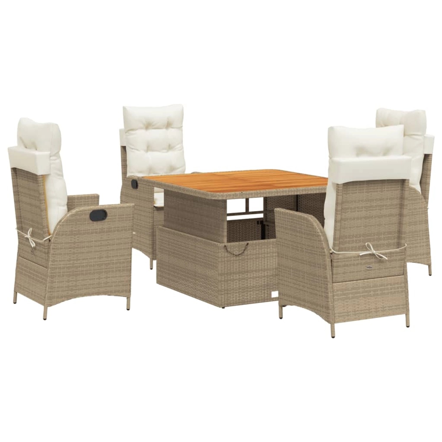 vidaXL 5-Tlg Garten-Essgruppe mit Kissen Beige Poly Rattan 3277473 günstig online kaufen