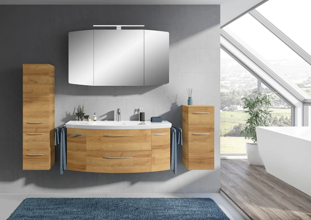 Saphir Badmöbel-Set »Cassca Sprint 4-teilig Mineralmarmor-Waschtisch mit LE günstig online kaufen