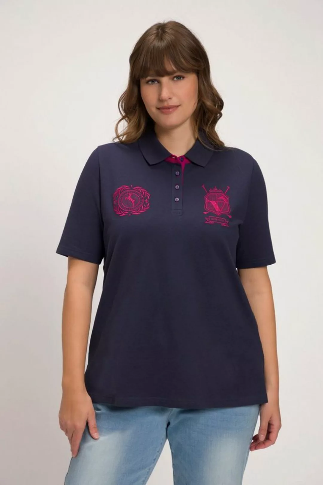 Ulla Popken Rundhalsshirt Poloshirt günstig online kaufen