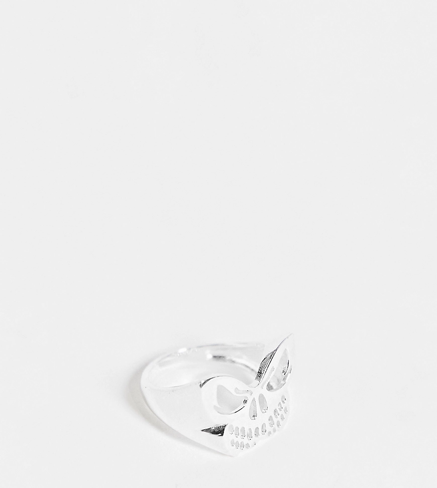 ASOS DESIGN – Ring aus Sterlingsilber mit Totenkopf-Schmetterlings-Design günstig online kaufen