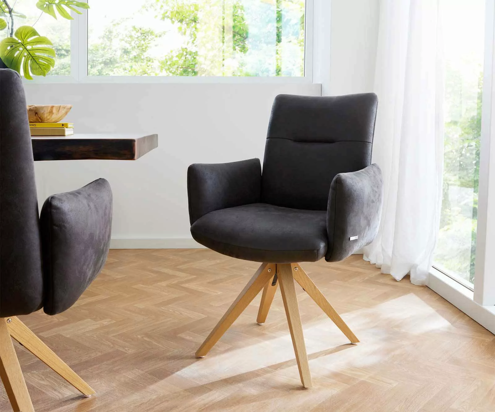 DELIFE Polsterstuhl Jova-Flex, mit Armlehnen Holzgestell günstig online kaufen