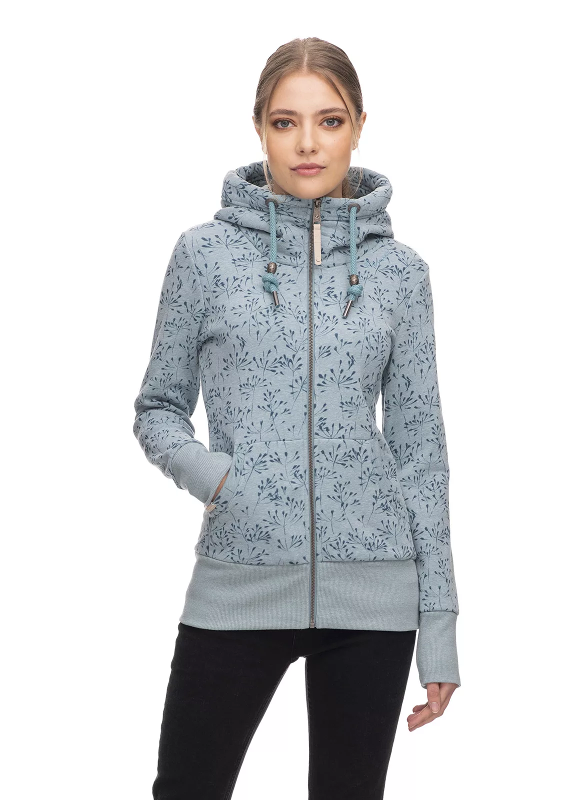 Ragwear Sweatjacke Neska Flowery Zip stone blue günstig online kaufen