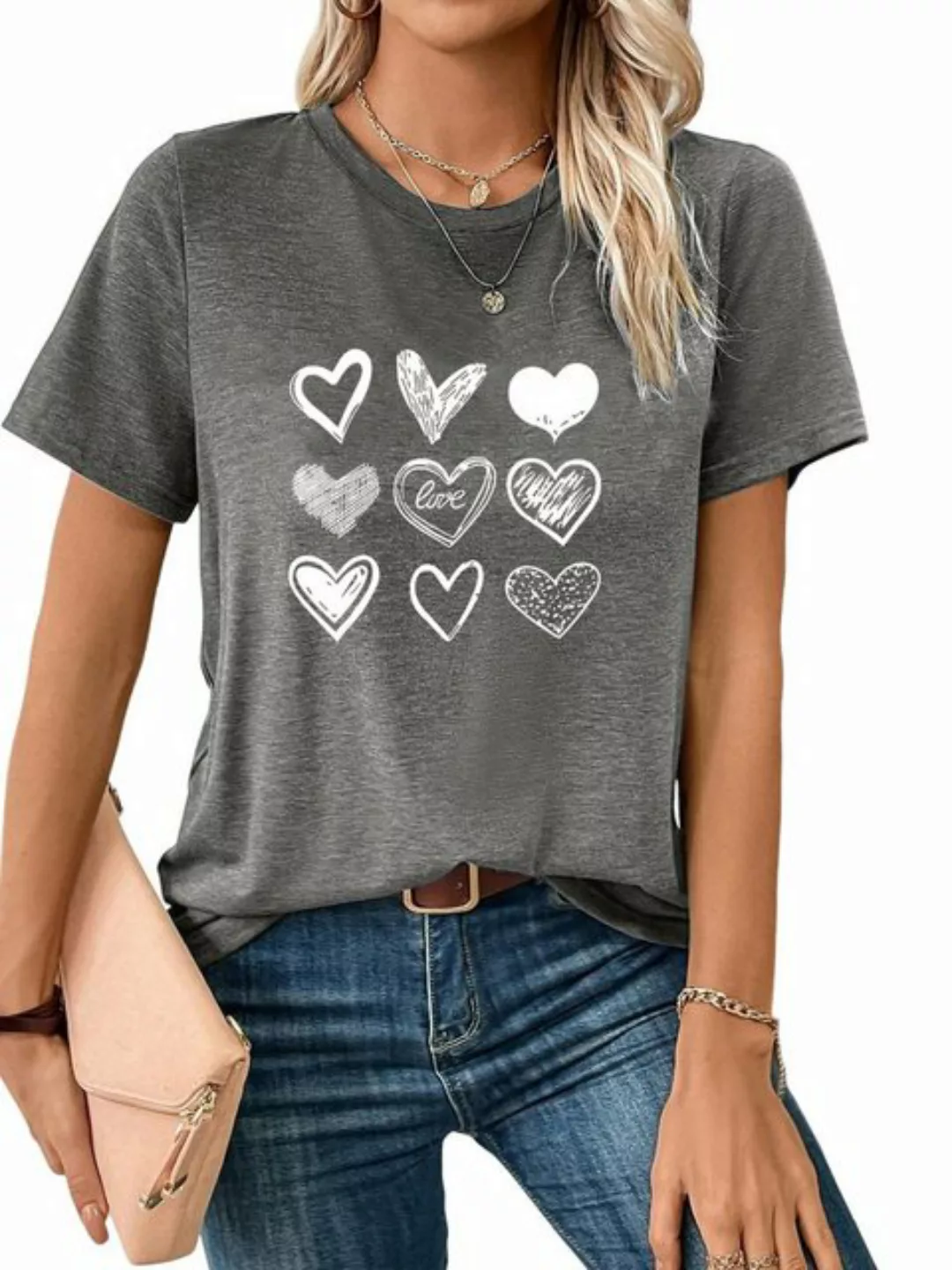 PYL T-Shirt Damen Sommer Casual Oversize-Shirt Kurzarm Lockere Tops günstig online kaufen