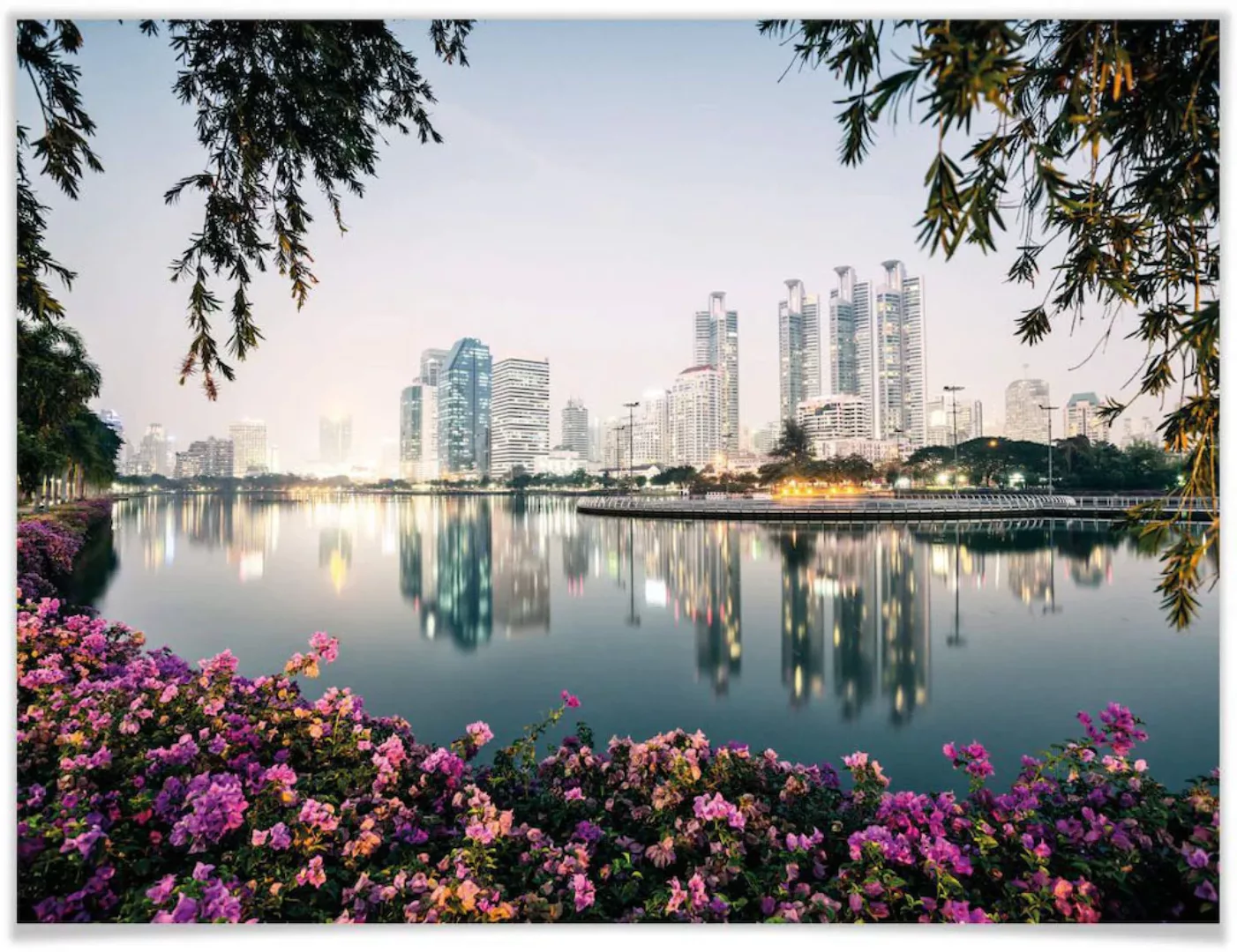 Wall-Art Poster "Bangkok Skyline Fotokunst", Landschaften, (1 St.), Poster günstig online kaufen