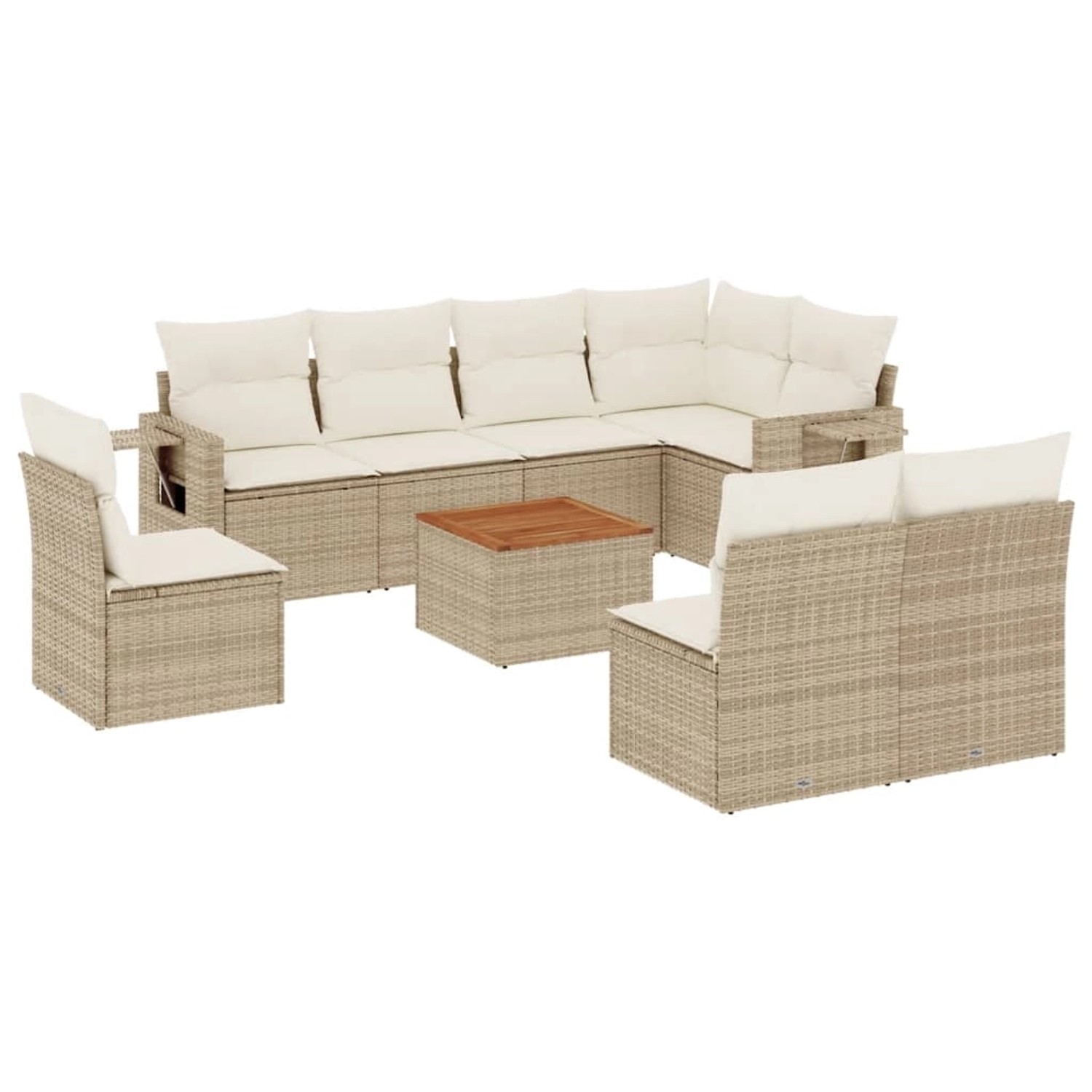 vidaXL 9-Tlg Garten-Sofagarnitur mit Kissen Beige Poly Rattan 3256933 günstig online kaufen