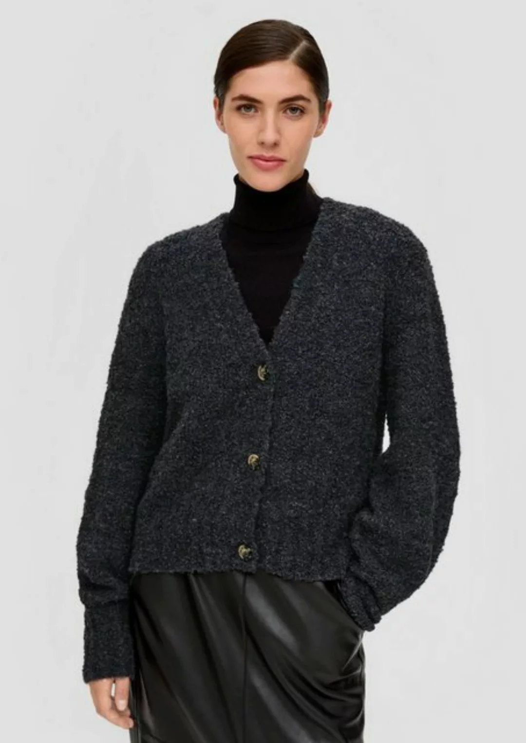 s.Oliver BLACK LABEL Strickjacke Verkürzte Strickjacke aus Alpakamix günstig online kaufen