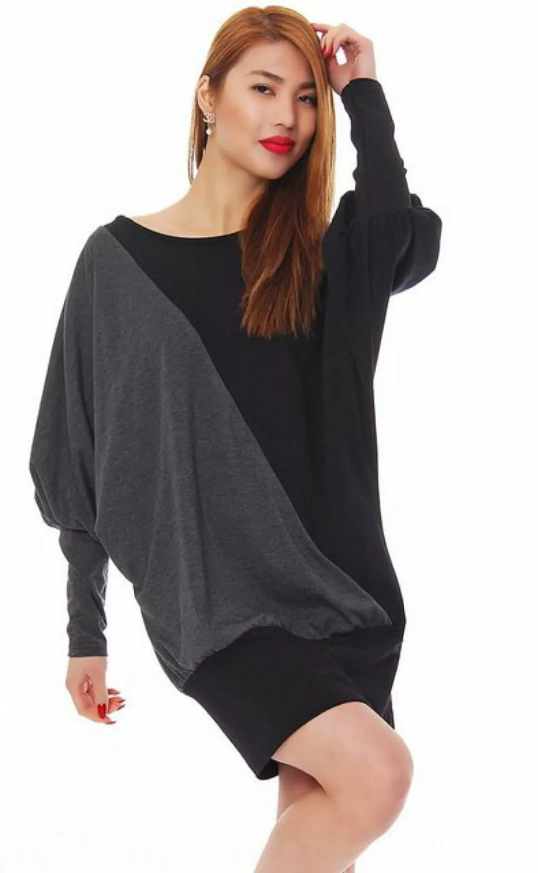 Mississhop Langarmshirt Bluse Tunika Longshirt mit Fledermausärmeln M.KIng günstig online kaufen