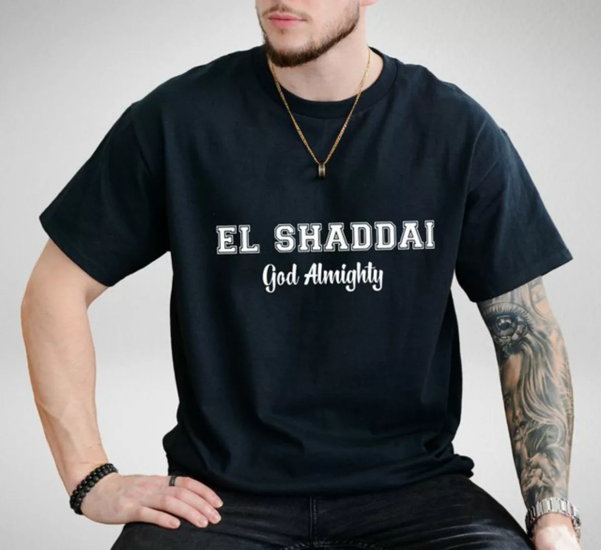 Quality Elegance T-Shirt EL SHADDAI Christian Basic T-Shirt günstig online kaufen