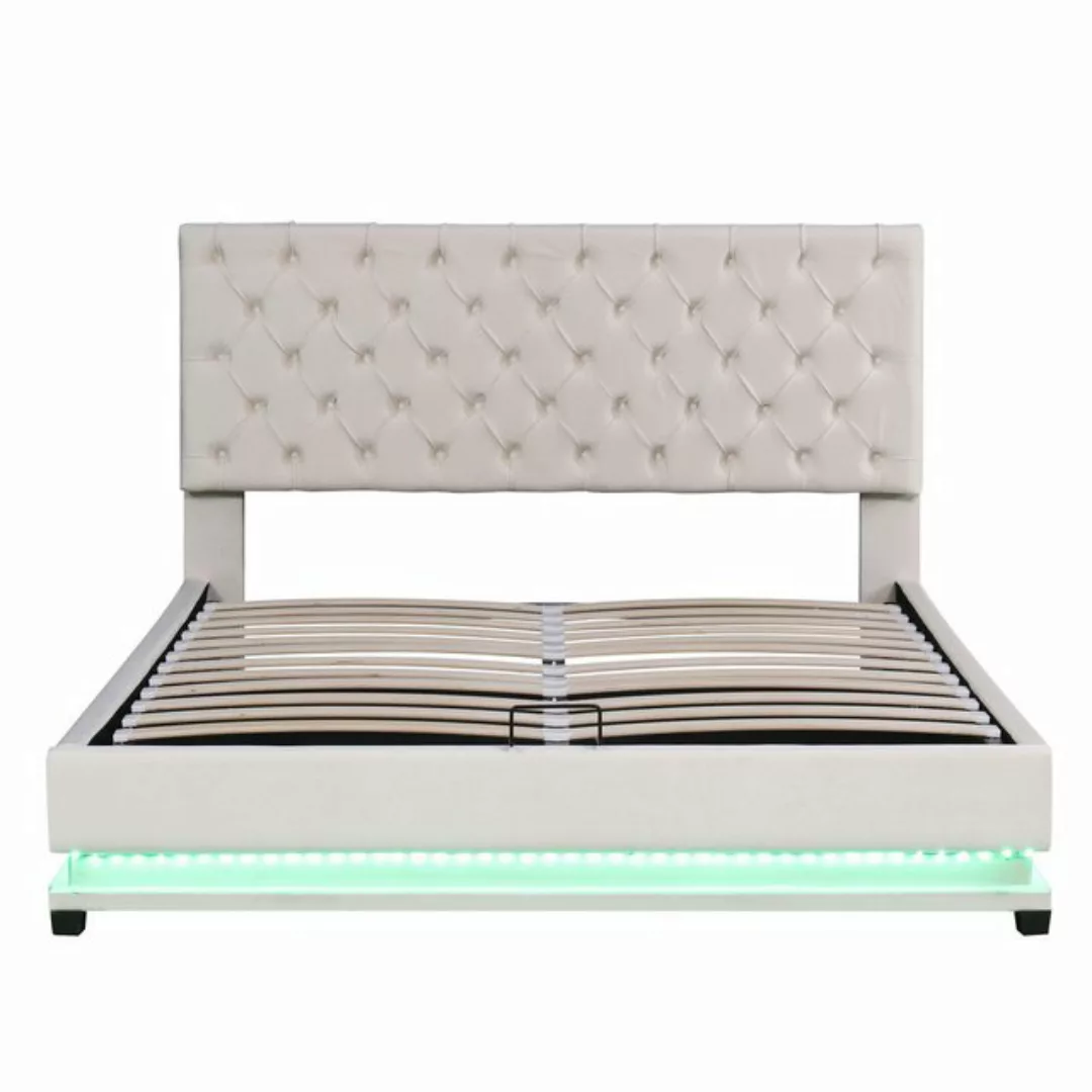 Celya Polsterbett Doppelbett 140x200cm mit LED in diversen Farben, Stauraum günstig online kaufen