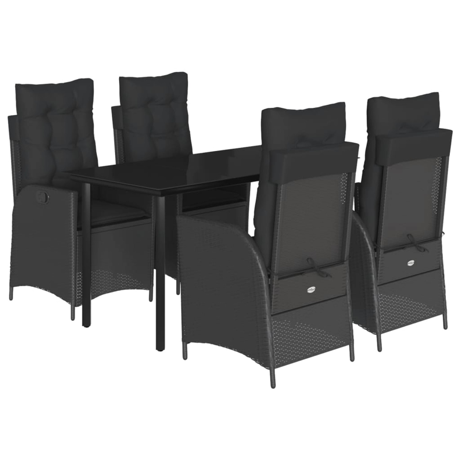 vidaXL 5-Tlg Garten-Essgruppe mit Kissen Schwarz Poly Rattan 3213187 günstig online kaufen