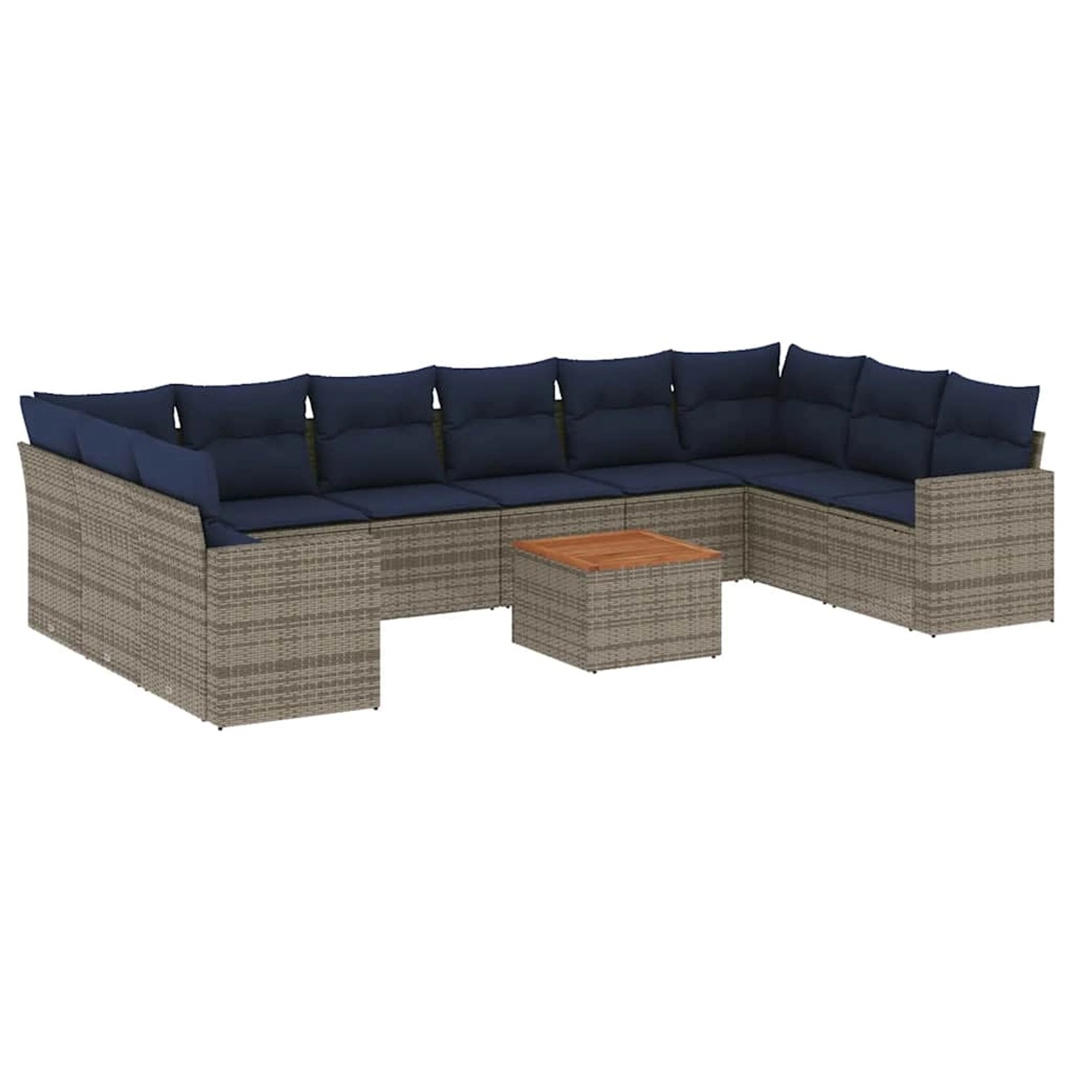 vidaXL 11-Tlg Garten-Sofagarnitur mit Kissen Grau Poly Rattan 3256628 günstig online kaufen