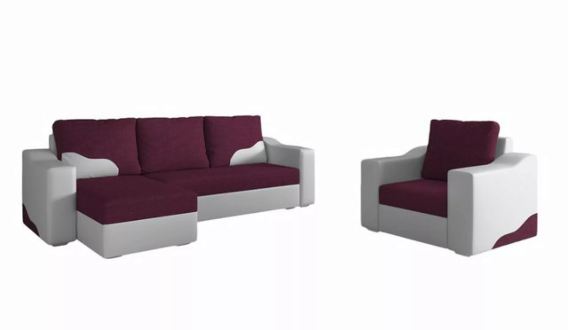 Fun Möbel Polstergarnitur Sofaset Ecksofa COLLIN mit Ottomane plus Sessel, günstig online kaufen