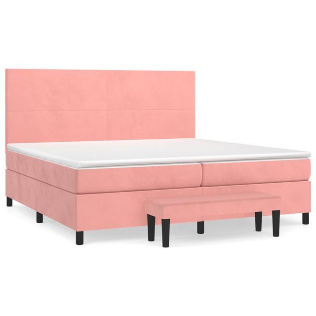 vidaXL Boxspringbett Boxspringbett mit Matratze Rosa 200x200 cm Samt Bett B günstig online kaufen