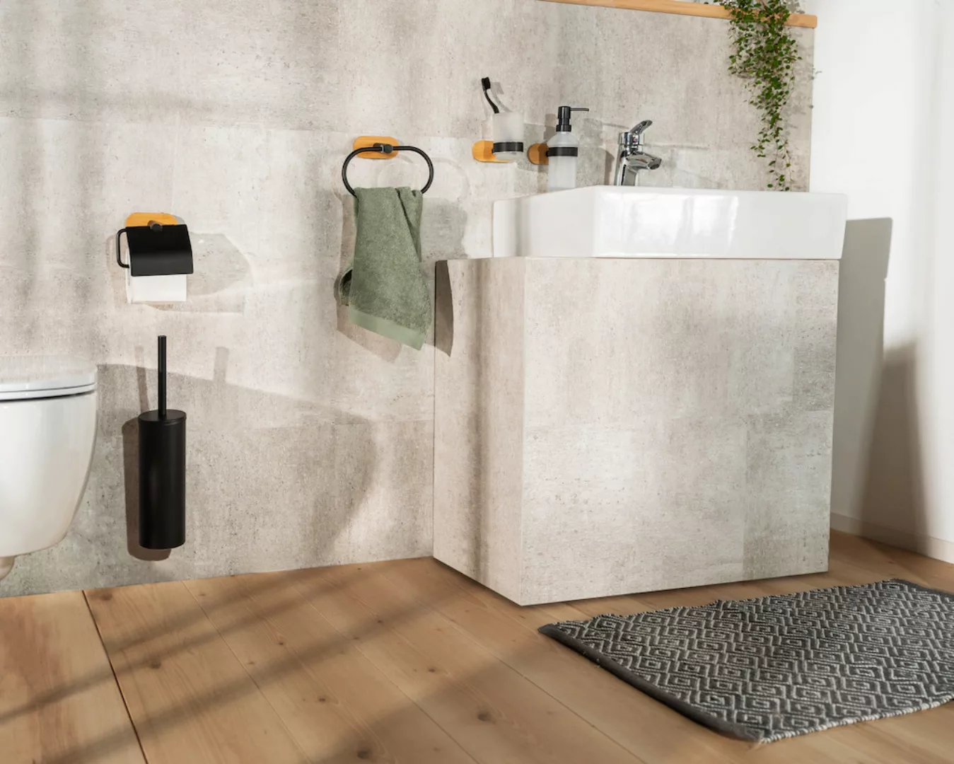 WENKO WC-Garnitur »Turbo-Loc® Orea«, aus Edelstahl-Bambus günstig online kaufen