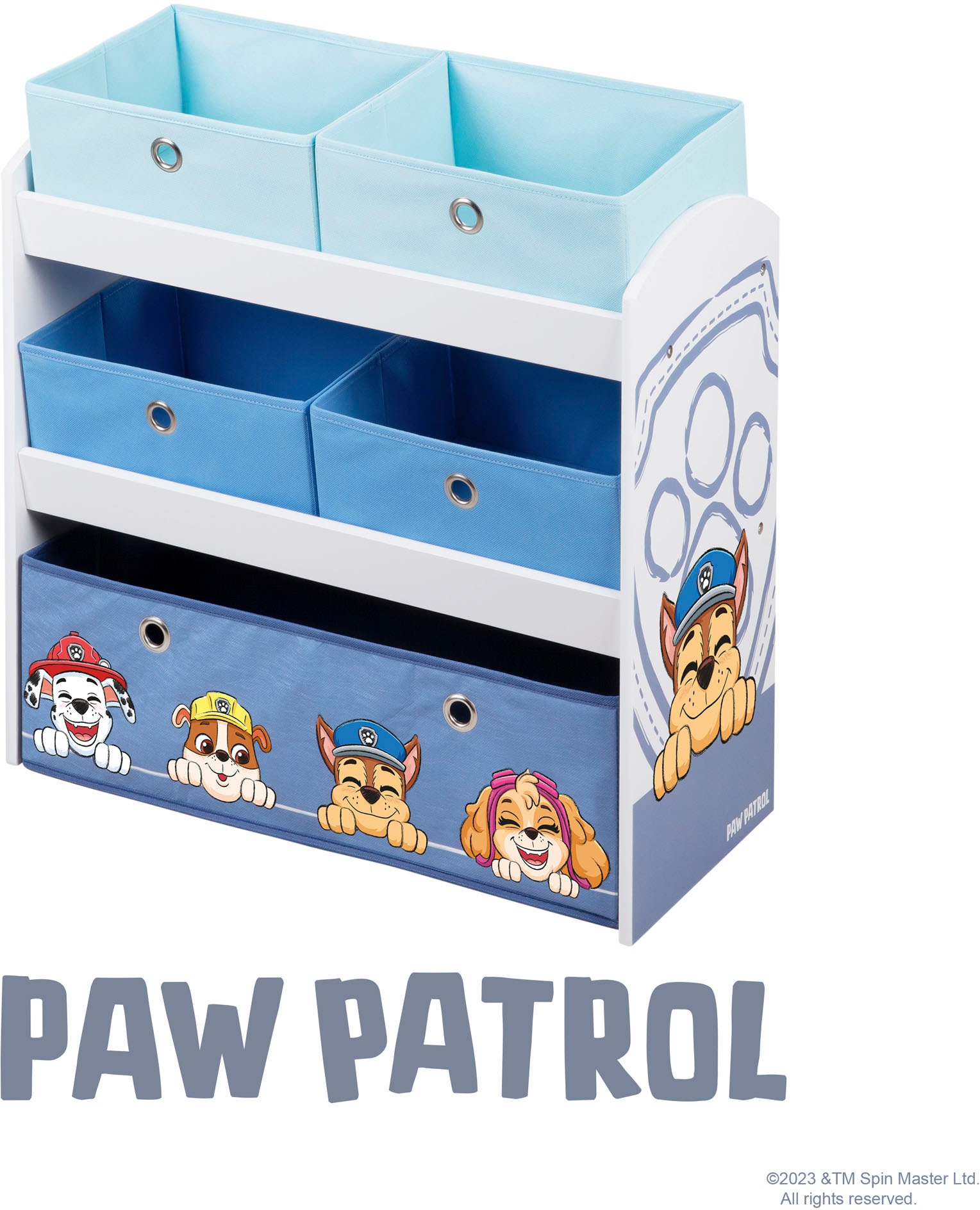 roba® Kinderregal »PAW Patrol, weiß«, inklusive 5 Stoffboxen in 2 Größen günstig online kaufen