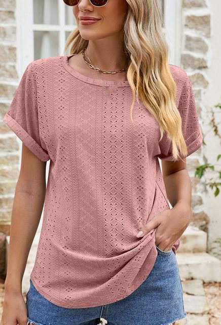 CHENIN T-Shirt Damen Shirt Sommer Elegante Stickerei Bluse Kurzarm Bluse Fr günstig online kaufen