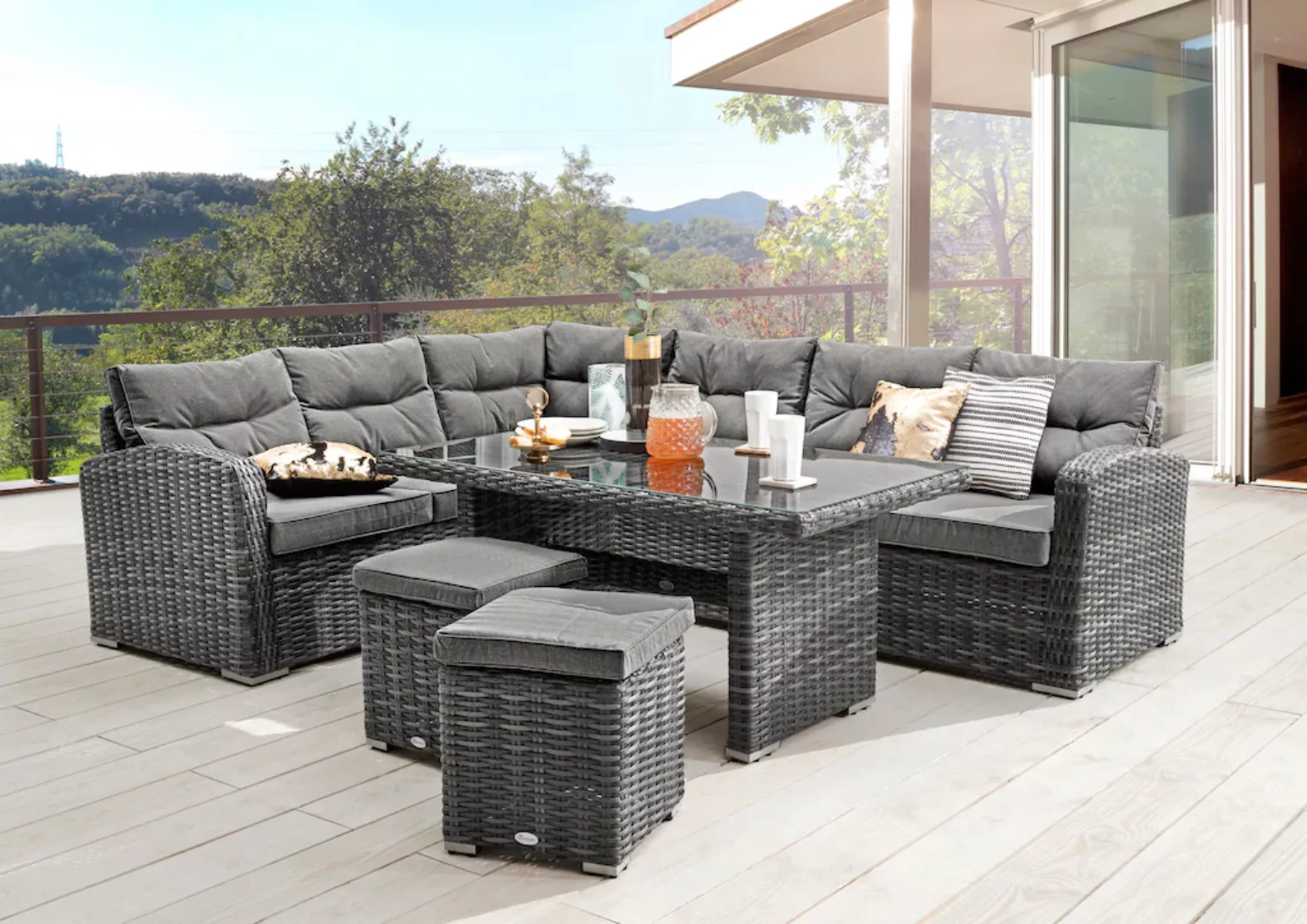 Destiny Gartenlounge-Set "SANTA PONSA", (20 tlg., 2x Schenkel, 2x Hocker, 1 günstig online kaufen