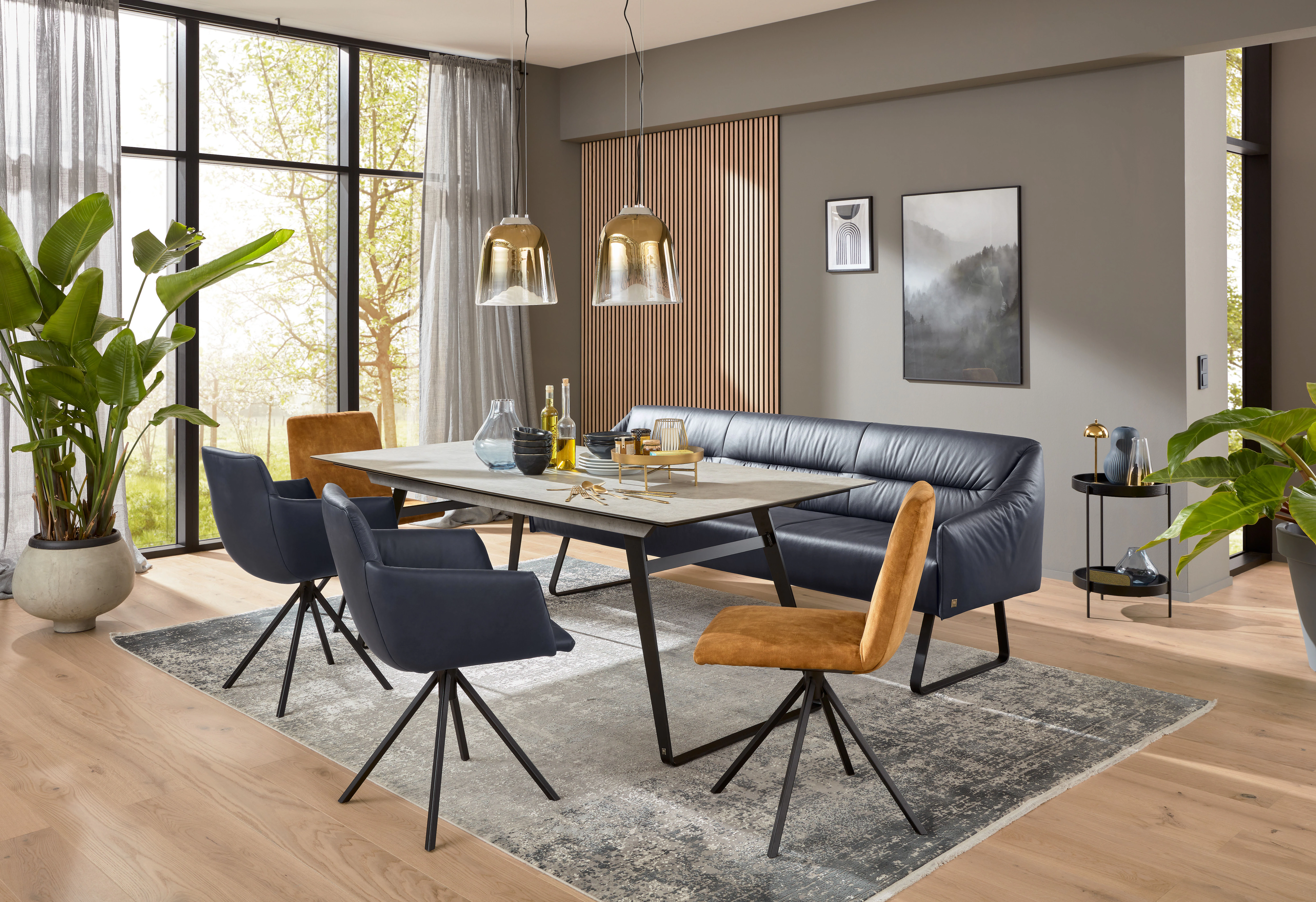 Musterring Esstisch, HPL-Platte in Zement-Design, Bügelgestell schwarz, dre günstig online kaufen