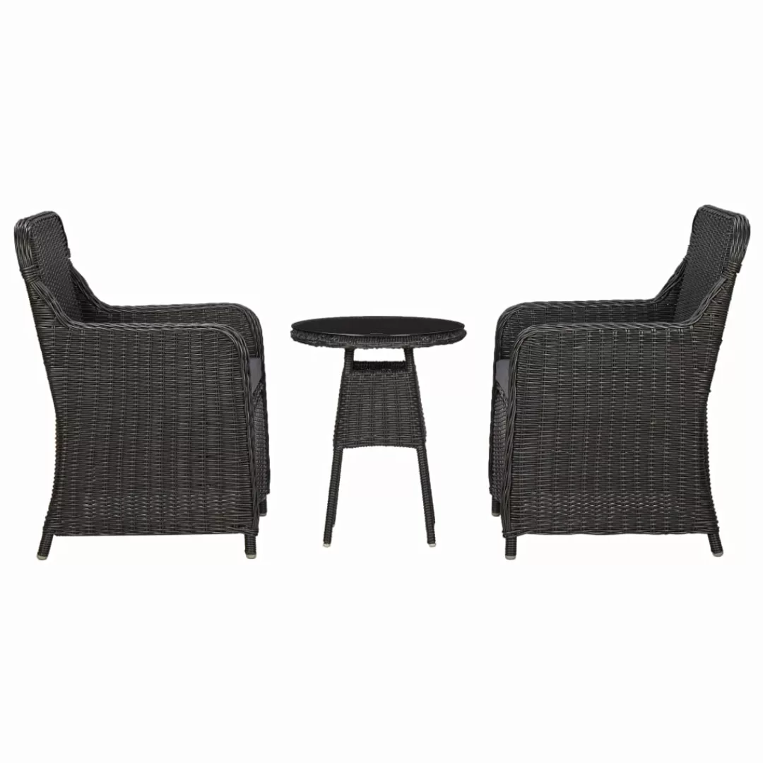 3-tlg. Garten-bistro-set Mit Auflagen Poly Rattan Schwarz günstig online kaufen