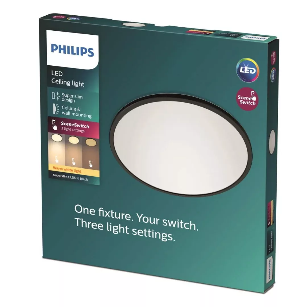 Philips LED Deckenleuchte Cl550 in Schwarz 15W 1300lm günstig online kaufen